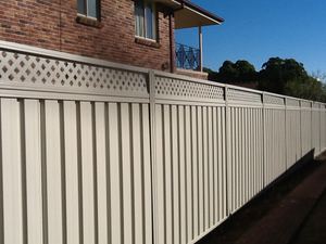 Colorbond fence with 300 mm lattice inserts