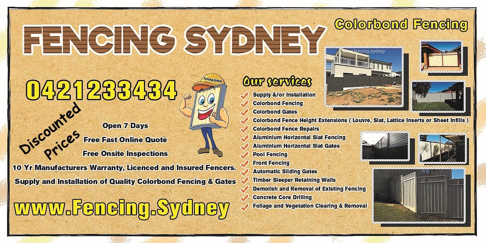 Fencing Sydney flyer – our services, phone number and photos of fences built across Sydney