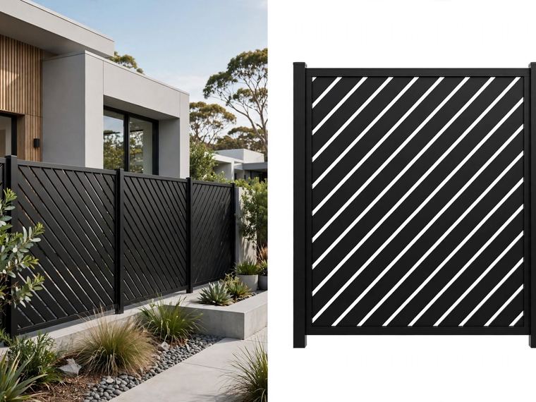 Diagonal Slat Fencing Panel