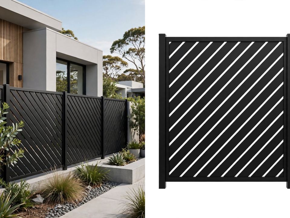 Diagonal slat fencing & gates