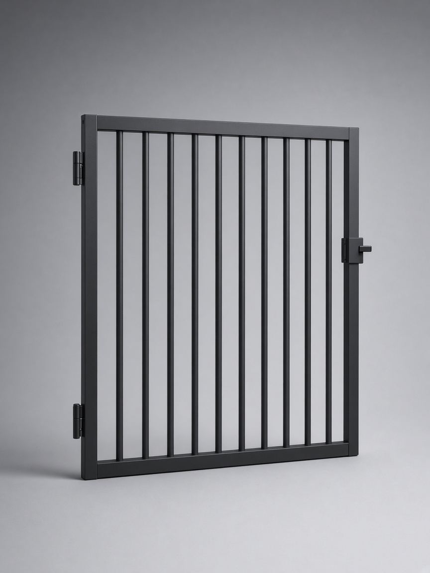 Aluminium Flat Top Gate – Pool Certified – 1500H × 970W Satin Black
