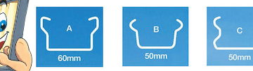 Diagram of a Colorbond C-post profile used between fence sheets