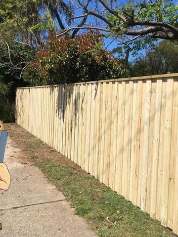 New treated pine palings on a residential block.