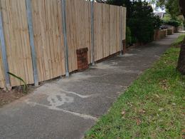 Treated pine paling fence with steel posts