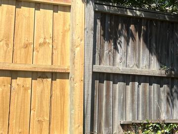 New treated pine palings on a residential block.
