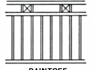 Drawing with X inserts between upper rails and open mid section.