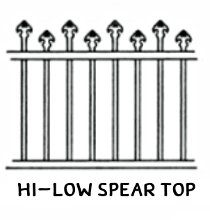 Drawing with spear finials on pickets of alternating height.