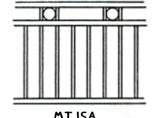 Diagram with rings over every second picket between three rails.