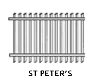 Drawing with pickets protruding evenly above and below paired rails.