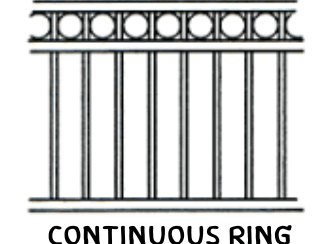 Drawing with a full row of rings between parallel top rails.