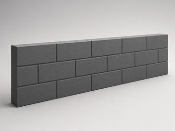 Charcoal block-pattern concrete retaining-wall sleeper on a studio backdrop