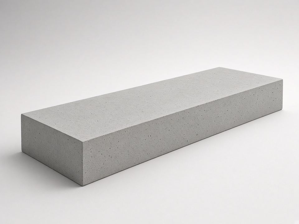 Smooth natural-grey concrete retaining-wall sleeper on a studio backdrop