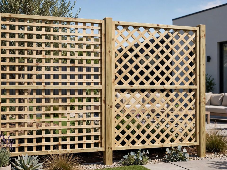Timber lattice fencing