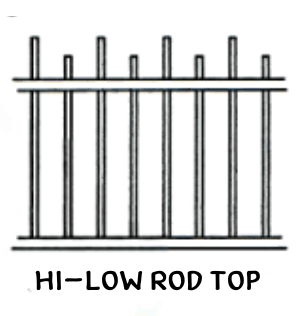 Hi-Low Rod Top tubular fence panel