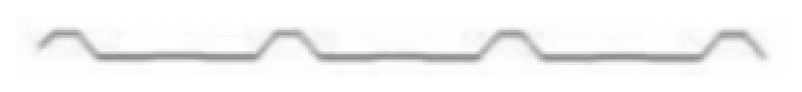 Cross-section of the Duraline woodgrain sheet: a deeper rib with wider spacing